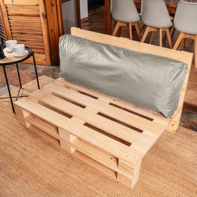 Coussin Palette Déhoussable Imperméable Dossier BANANAIR 120 x 40 cm Gris clair