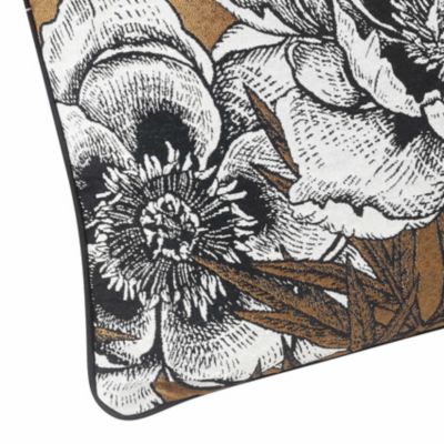 Coussin passepoilé aux impressions florales (45x45 cm - Jaune moutarde)