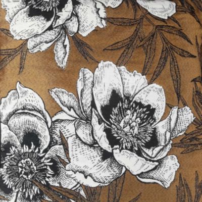 Coussin passepoilé aux impressions florales (45x45 cm - Jaune moutarde)