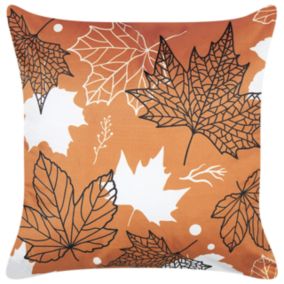 Coussin POINSETTIA Velours 45 x 45 cm Motif de plante Orange