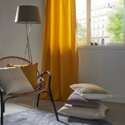 Coussin polyester Sagar jaune L.45 x l.45 cm