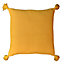 Coussin pompoms GoodHome jaune L.45 x l.45 cm