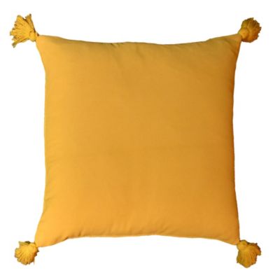 Coussin pompoms GoodHome jaune L.45 x l.45 cm