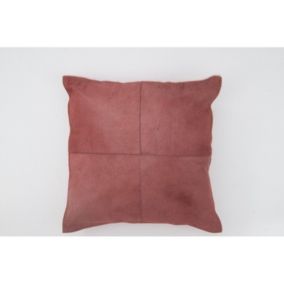 Coussin à pompons en cuir rouge 45x45x8 cm