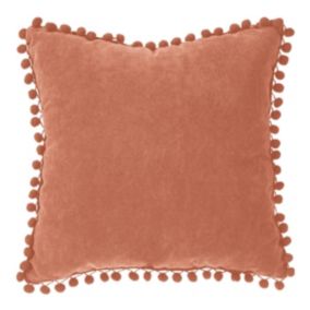 Coussin pompons - rose terracotta - 40x40 cm - Atmosphera