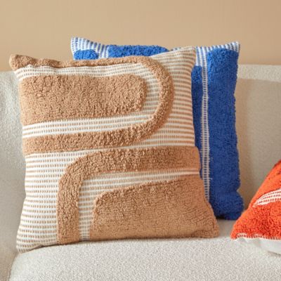 Coussin Poppy coton tufté lin 50x50cm - Atmosphera