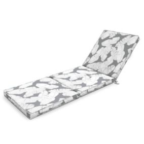 Coussin pour bain de soleil gris et blanc 186 x 60 x 5cm  Oviala