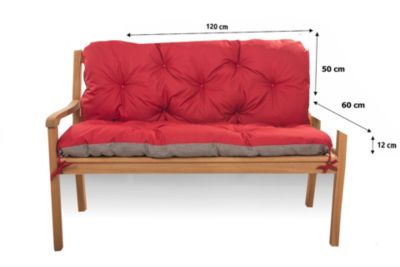 Coussin pour banc de jardin 120x60x50cm, coussin de banc de jardin Rouge coussin de banc extérieur, coussin de balançoire