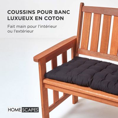 Coussin pour banc de jardin 2 places, noir - HOMESCAPES