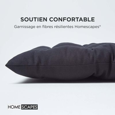 Coussin pour banc de jardin 2 places, noir - HOMESCAPES