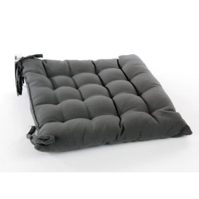 Coussin pour chaise de jardin - HESPERIDE - Gris Foncé - Carré 38x38cm - Coton