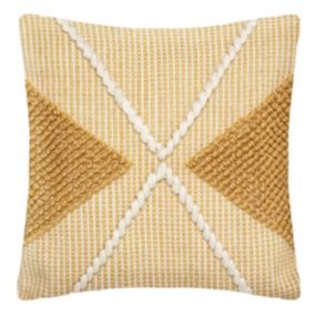 Coussin "R.O.W." - plastique recyclé - jaune ocre 45x45 cm - Atmosphera