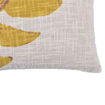 Coussin rectangle Deko & Co imprimé floral blanc et jaune L.50 x l.30 cm