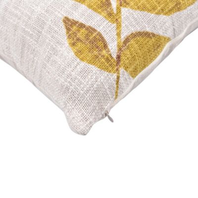 Coussin rectangle Deko & Co imprimé floral blanc et jaune L.50 x l.30 cm