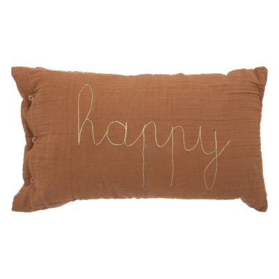 Coussin rectangulaire Lili en gaze de coton 50x30cm marron - Atmosphera