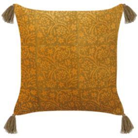 Coussin RHEUM Coton 45 x 45 cm Floral Impression en bloc Jaune