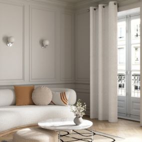 Coussin rond effet laine bouclée Pehme blanc écru Ø45cm GoodHome