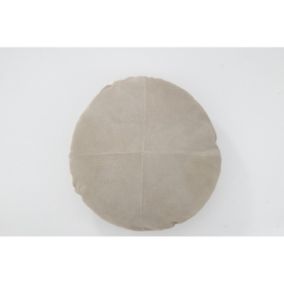 Coussin rond en cuir gris 45x45x8 cm