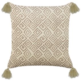 Coussin SANTOLINA Coton 45 x 45 cm Géométrique Impression en bloc Beige