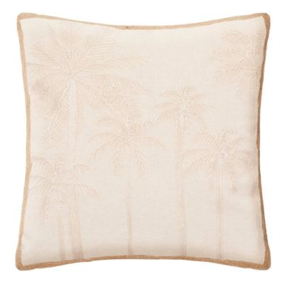 Coussin "Sea View" - motifs brodés - coton recyclé - beige - 40x40 cm - Atmosphera