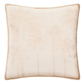 Coussin "Sea View" - motifs brodés - coton recyclé - beige - 40x40 cm - Atmosphera