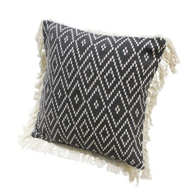 Coussin tissé Blooma Denia noir et blanc 45 x 45 cm