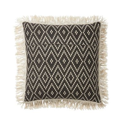Coussin tissé Blooma Denia noir et blanc 45 x 45 cm