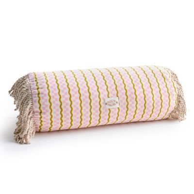 Coussin traversin coton multicolore 50 cm motifs texturés et franges Maison Paloma x Castorama