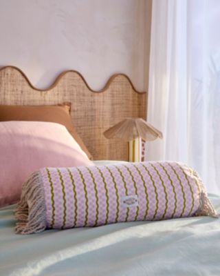 Coussin traversin coton multicolore 50 cm motifs texturés et franges Maison Paloma x Castorama