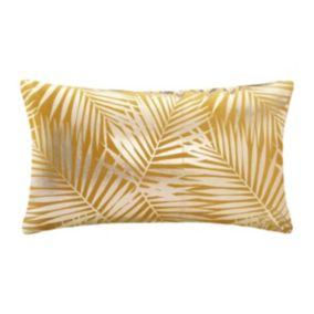 Coussin "Tropic" en velours jaune moutarde et doré 30x50 cm - Atmosphera