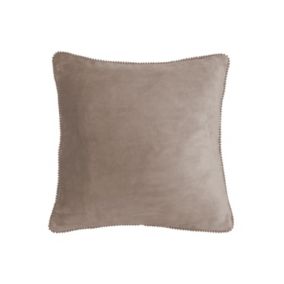 Coussin velours contour perlé BEIGE 40x40