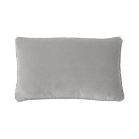 Coussin velours contour perlé GRIS CLAIR 30x50