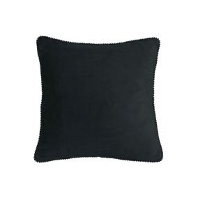 Coussin velours contour perlé NOIR 40x40