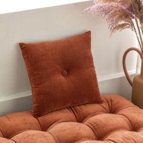 Coussin VELOURS COUSSIN CAPITON 30x50 orange rouille en coton