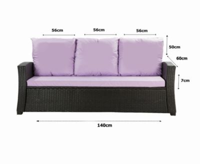 Coussins de canapé meubles de jardin en résine tressée Violet, Coussins balançoire 140x60x50cm Coussin de banc de jardin extérieur