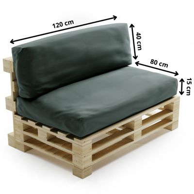 Coussin vidaXL Coussin de palette motif à carreaux gris 120x80x12 cm
