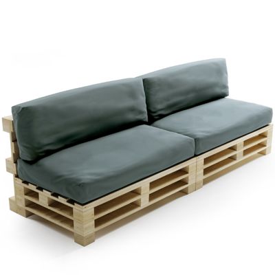 Coussins Palette Déhoussable Imperméable LOT x2 BANANAIR 120x80cm/120x40cm Gris foncé