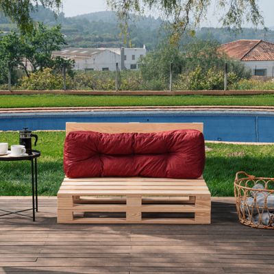 Coussins palette dossier en polyester BANANAIR 120x40x15 cm rouge
