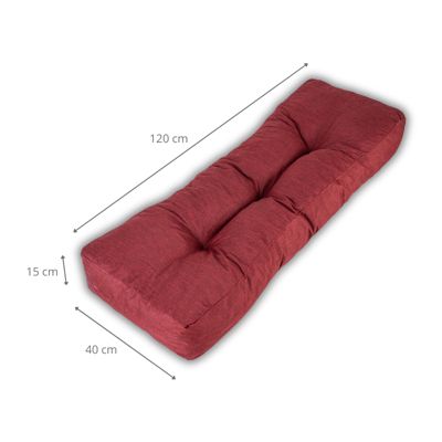 Coussins palette dossier en polyester BANANAIR 120x40x15 cm rouge