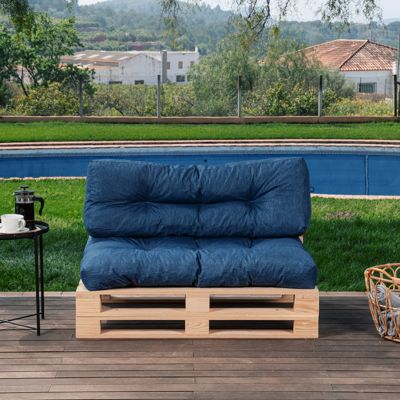 Coussins palette lot en polyester BANANAIR 120x80x15 cm bleu