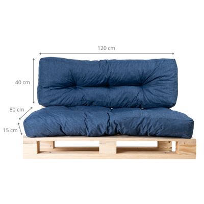 Coussins palette lot en polyester BANANAIR 120x80x15 cm bleu