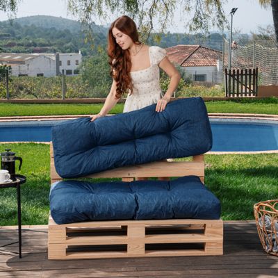 Coussins palette lot en polyester BANANAIR 120x80x15 cm bleu