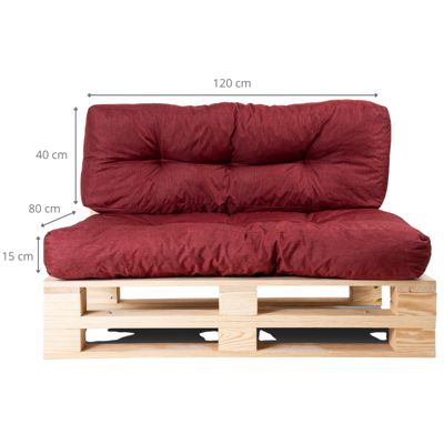 Coussins palette lot en polyester BANANAIR 120x80x15 cm rouge
