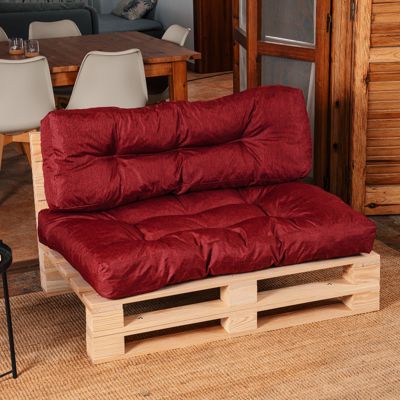 Coussins palette lot en polyester BANANAIR 120x80x15 cm rouge