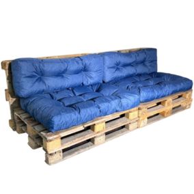 Coussins Palette lot x2 en polyester BANANAIR 120x80cm/120x40cm Bleu