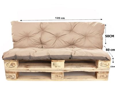 Coussins palettes 120x60 / 120x50cm  coussins de palette Beige, coussins de canapé de jardin, coussin palette exterieur