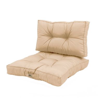 Ensemble Coussins Salon Jardin 50x50 Beige Chiné Turquoise - Assise + Dossier (Premium 270g)