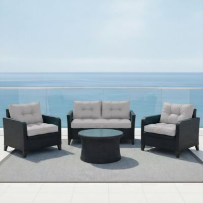 Coussins De Canapé Meubles De Jardin En Résine Tressée Gris, Coussins