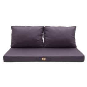 Coussins pour salon de jardin déhoussable 120x60cm Gris carbone