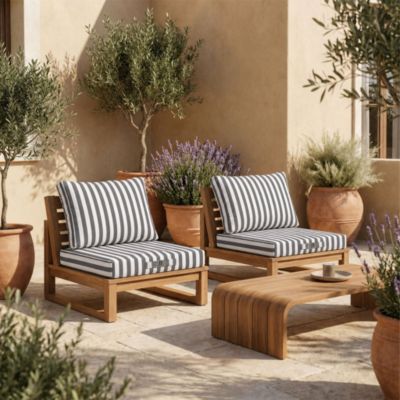 Coussins pour salon de jardin déhoussable 50x50cm Rayure gris foncé